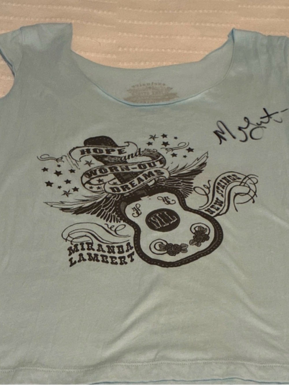 Autographed Miranda Lambert Graphic Tee in Light Blue with Black Print